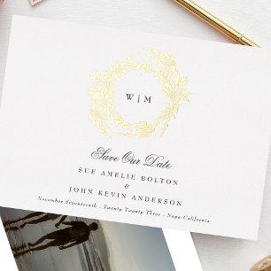 Botanisches Wappen-Hochzeit mit klassischem Gold M Folieneinladung