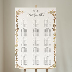 Botanisches Wappen-Hochzeit mit klassischem Gold M Poster