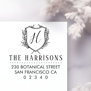 Botanisches Wappen, kundenspezifisch Monogramm und Gummistempel