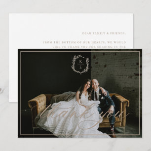 Botanisches Wappen Monogram Wedding Foto Dankeskarte