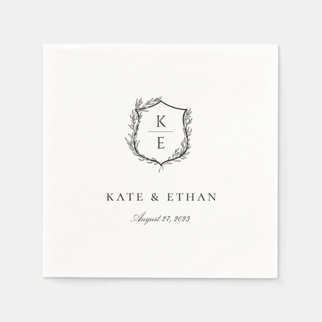 Botanisches Wappen Monogram Wedding Napkins Serviette (Vorderseite)