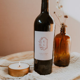 Botanisches Wappen Monogram Wedelweinlabel Weinetikett