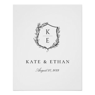 Botanisches Wappen Monogramm Hochzeit Poster