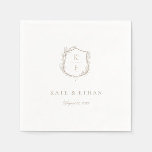 Botanisches Wappen Monogramm Hochzeit Serviette