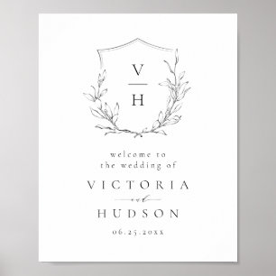 Botanisches Wappen Monogramm Hochzeitszeichen Poster