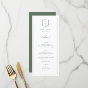 Botanisches Wappen-Monogramm Sage Hochzeit Menükarte
