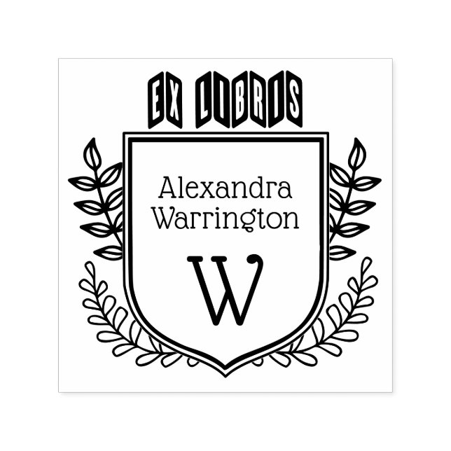 Botanisches Wappen Zigzag Ex Libris Buchname Initi Permastempel (Design)