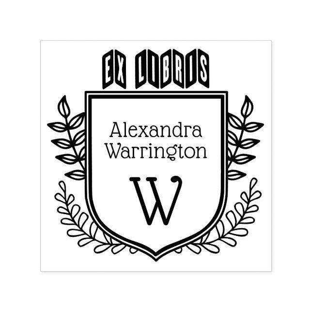 Botanisches Wappen Zigzag Ex Libris Buchname Initi Permastempel (Design)
