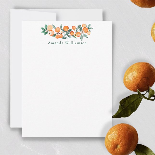 Botanisches Wasserfarben Orange Personal Stationer Mitteilungskarte (Von Creator hochgeladen)