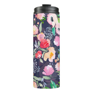 Botanisches Wasserfarbenmuster und nahtlos b Thermosbecher