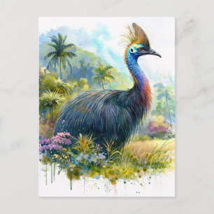 Botanisches Wasserfarbenportrait Cassowary Postkarte