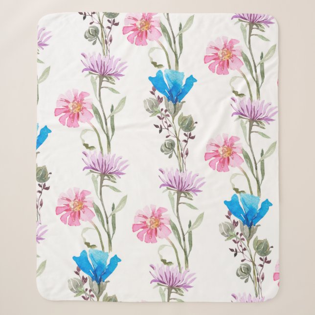 Botanisches Wasserfarbmuster Sherpadecke (Vorderseite)