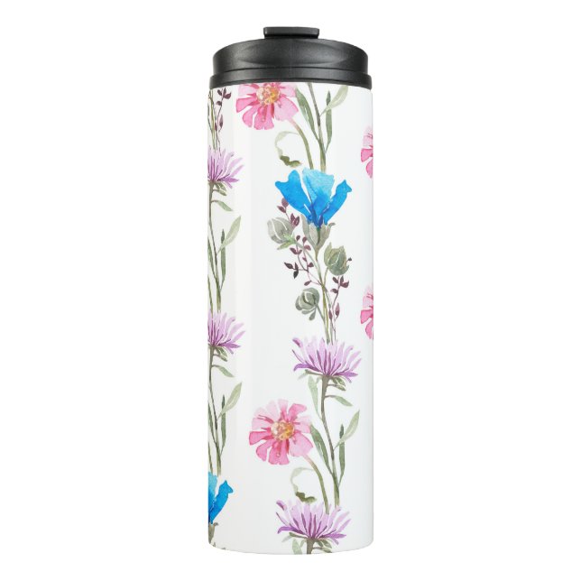 Botanisches Wasserfarbmuster Thermosbecher (Vorderseite)