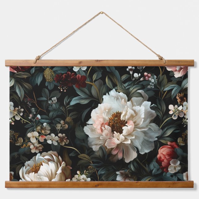 Botanisches Weihnachten aus knackiger Erde Wandteppich Mit Holzrahmen (Vorne)