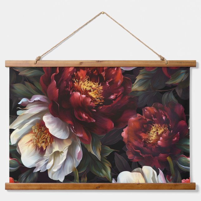 Botanisches Weihnachten aus knackiger Erde Wandteppich Mit Holzrahmen (Vorne)