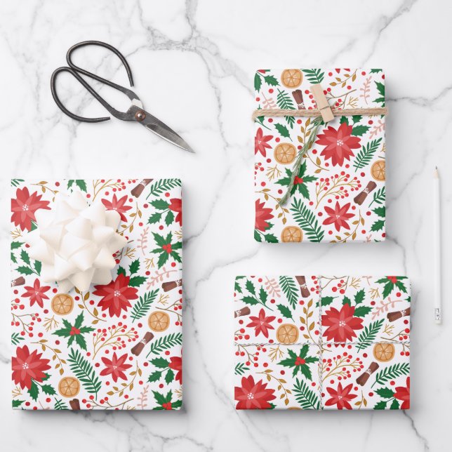 Botanisches Weihnachten  Geschenkpapier Set (Vorderseite)