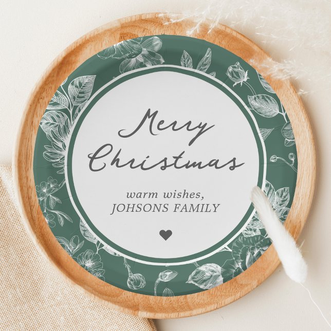 Botanisches Weihnachten Pappteller (Christmas Family Holiday Paper Plate)