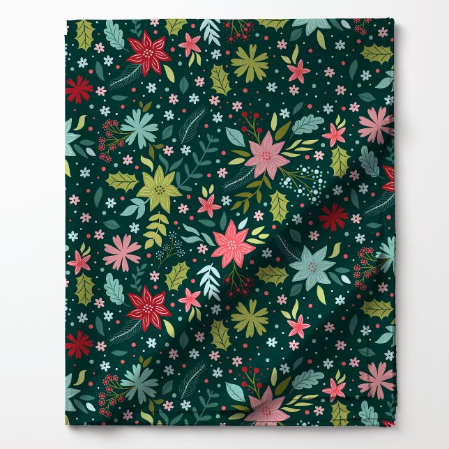 Botanisches Weihnachts-Grüne Blumenmuster Stoff (Von Creator hochgeladen)