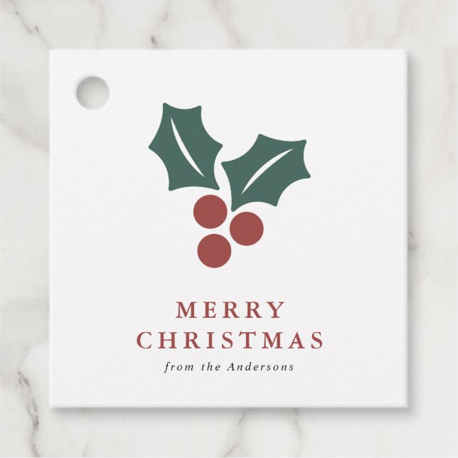 Botanisches Weihnachtsblatt mit Botanischem Rotem  Geschenkanhänger (Vorderseite)