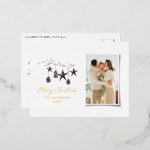 Botanisches Weihnachtsfest-Foto Folien Feiertagspostkarte