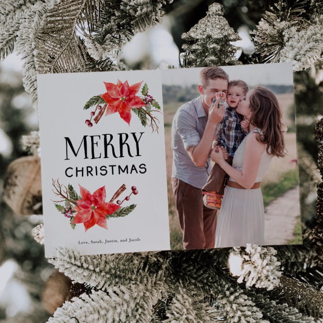 Botanisches Weihnachtsfest Poinsettia Weihnachtsfe Feiertagskarte (Von Creator hochgeladen)