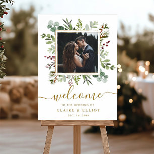 Botanisches Weihnachtsgoldenhochzeitungs-Begrüßung Poster