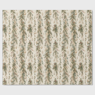 Botanisches Weihnachtspapier | Wintergrün Geschenkpapier