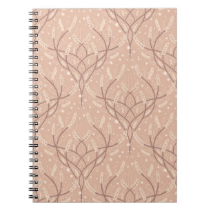 Botanisches Weinmuster mit weichem Rot Notizblock