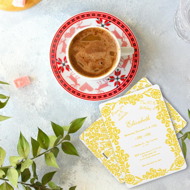 Botanisches Weiß- und Goldflor 30. Geburtstag Einladung (Von Creator hochgeladen)