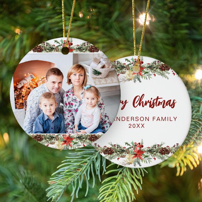 Botanisches Woodland Weihnachtsgebirge Foto Keramik Ornament (Von Creator hochgeladen)