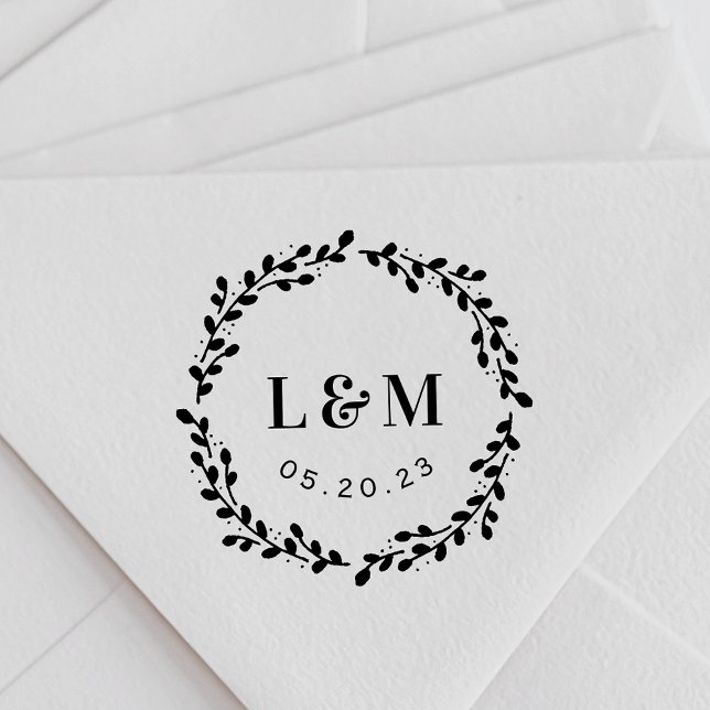 Botanisches Wraath Monogramm Hochzeit Sichern Sie  Permastempel (Von Creator hochgeladen)