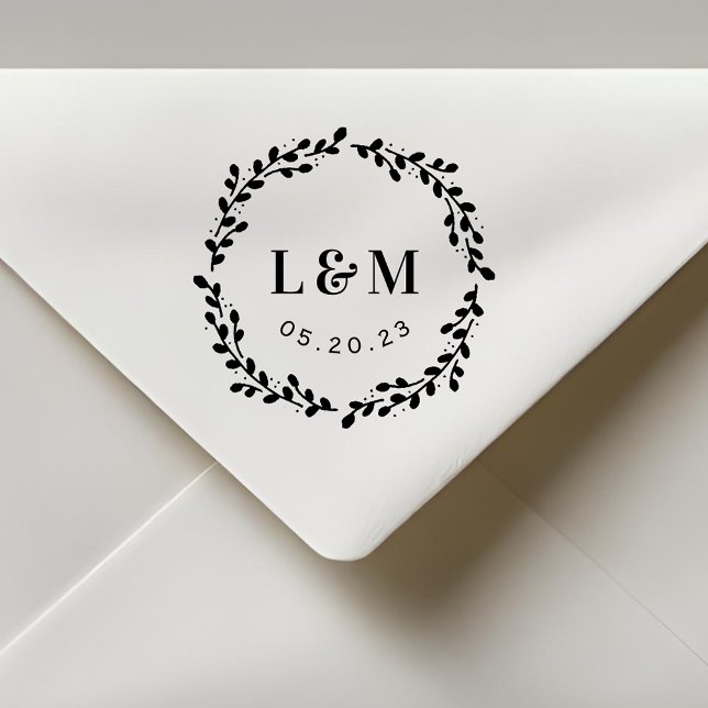 Botanisches Wraath Monogramm Hochzeit Sichern Sie  Permastempel (Von Creator hochgeladen)