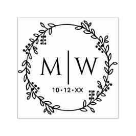 Botanisches Wraath-Two-Anfangs-Wedding-Monogramm Permastempel