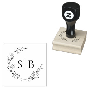 Botanisches Wreath Monogramm Gummistempel