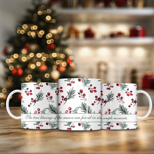 Botanisches Zitat zu Weihnachten Kaffeetasse (Elegant Christmas Watercolor Botanical Quote Coffee Mug)