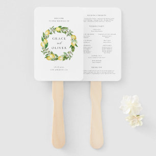 Botanisches Zitronen- und Grün-Hochzeitsprogramm Fächer