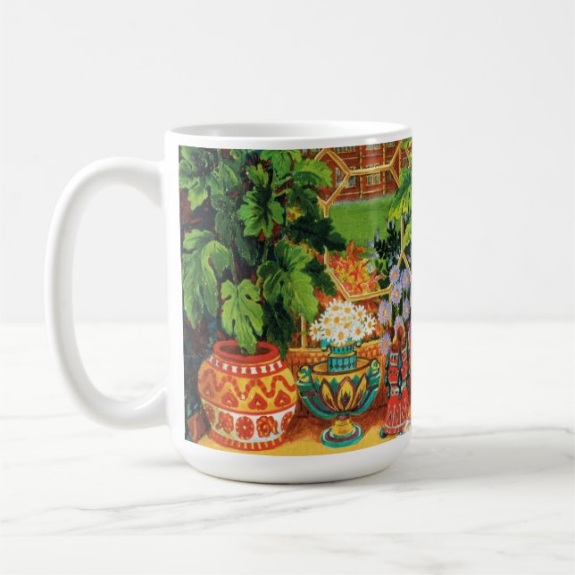 Botaniskatze von Louis Wain Kaffeetasse (Links)