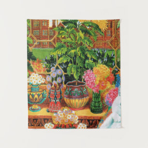 Botaniskatze von Louis Wain Wandteppich