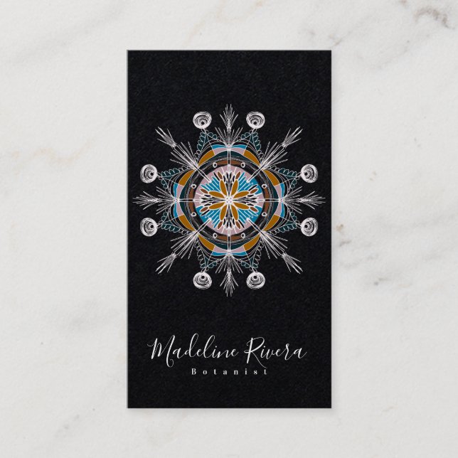 Botany Florist Yoga Boho Mandala Business Card Visitenkarte (Vorderseite)
