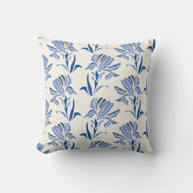 Botany Geometric Baroque Iris Blume Muster. Seam Kissen (Vorderseite)