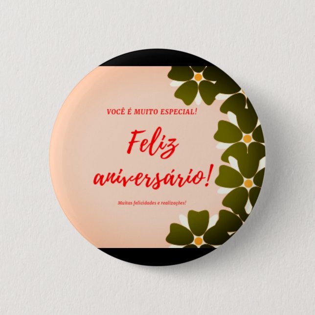 Botão Redondo feliz aniversario Button (Vorderseite)