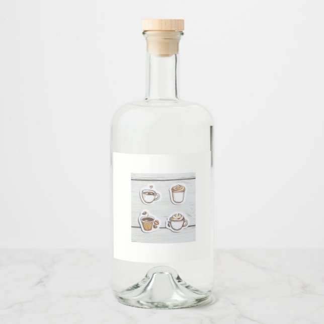 botella con tazas alkoholflaschenetikett (Vorderseite)