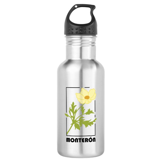 Botella de acero estampado de flor Monterón Edelstahlflasche (Vorderseite)