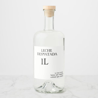 Botella de leche desnatada 1L. Alkoholflaschenetikett
