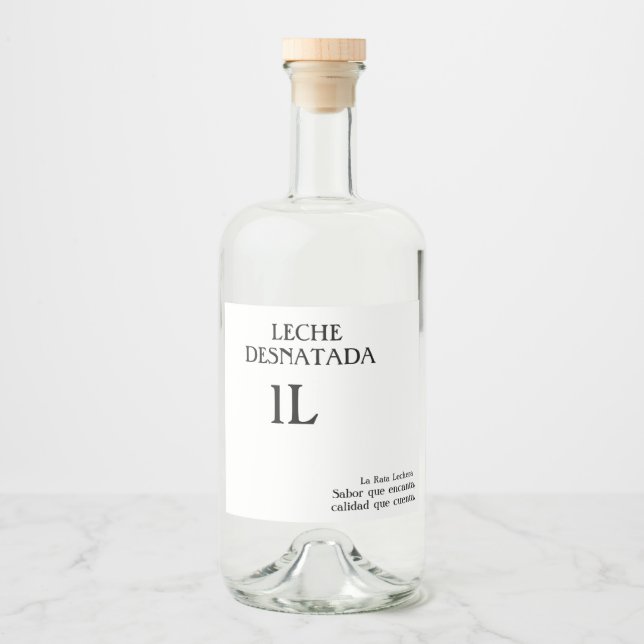 Botella de leche desnatada 1L. Alkoholflaschenetikett (Vorderseite)