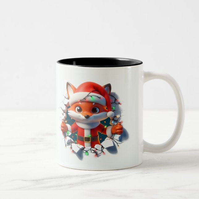 Both Side 3D Christmas Wird Merry Christmas Mug Zweifarbige Tasse (Rechts)