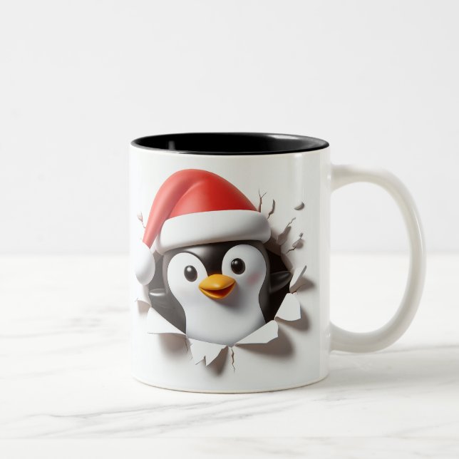 Both Side 3D Christmas Wird Merry Christmas Mug Zweifarbige Tasse (Rechts)