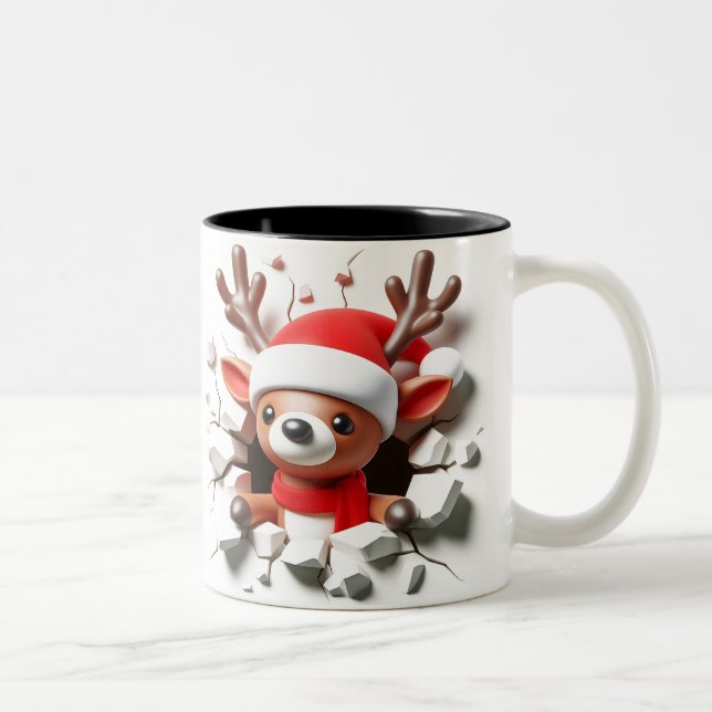 Both Side 3D Christmas Wird Merry Christmas Mug Zweifarbige Tasse (Rechts)