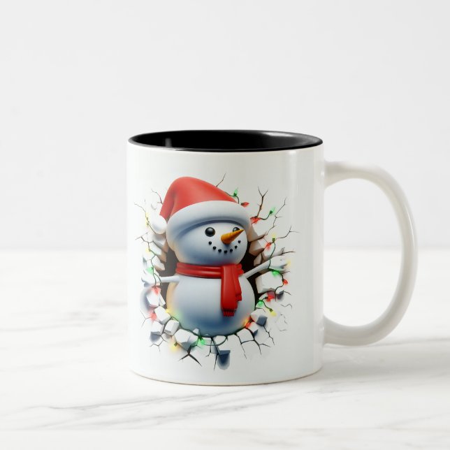Both Side 3D Christmas Wird Merry Christmas Mug Zweifarbige Tasse (Rechts)