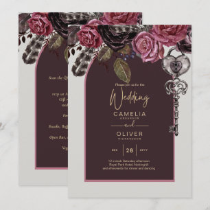 BOTHIC ROSE Burgund Hochzeit im Herbst Einladung